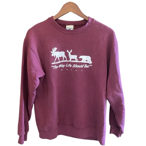 LEE VTG MAINE Crewneck Sweatshirt size small souvenir maine outdoorsy top unisex - Picture 2 of 6